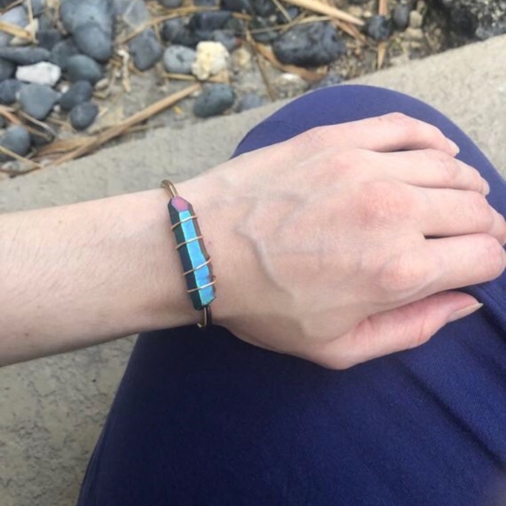 Artisan Rainbow Crystal 14K Gold Plated Bracelet - Picture 6 of 6